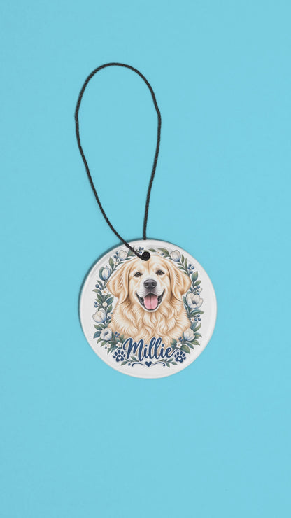 Custom Pet Portrait Ceramic Ornament – Personalized Dog Photo Keepsake