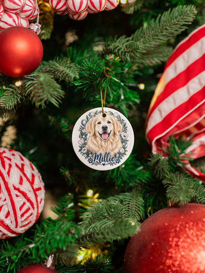 Custom Pet Portrait Ceramic Ornament – Personalized Dog Photo Keepsake