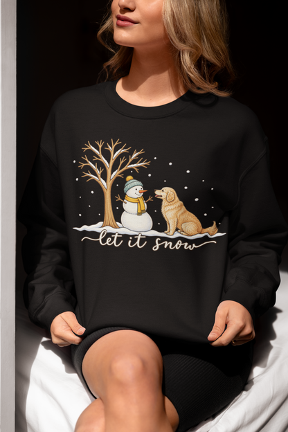Let It Snow Dog Shirt, Comfort Colors Long Sleeve Tee, Winter Dog Lover Shirt, Snowman Christmas Shirt, Cozy Dog Mom Gift for Her