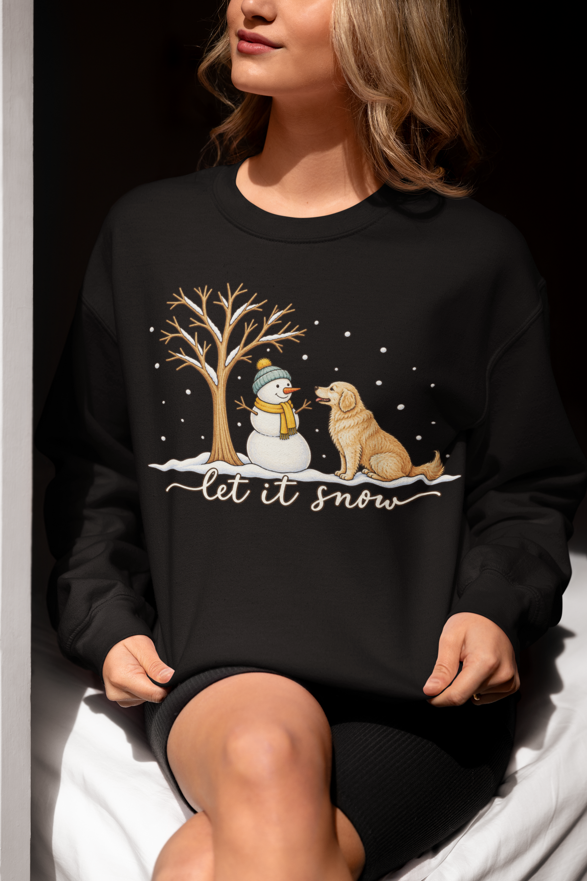 Let It Snow Dog Shirt, Comfort Colors Long Sleeve Tee, Winter Dog Lover Shirt, Snowman Christmas Shirt, Cozy Dog Mom Gift for Her
