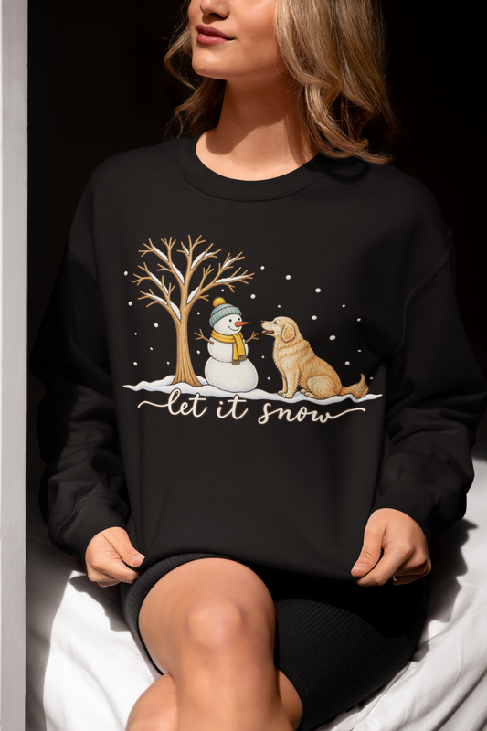 Let It Snow Dog Shirt, Comfort Colors Long Sleeve Tee, Winter Dog Lover Shirt, Snowman Christmas Shirt, Cozy Dog Mom Gift for Her