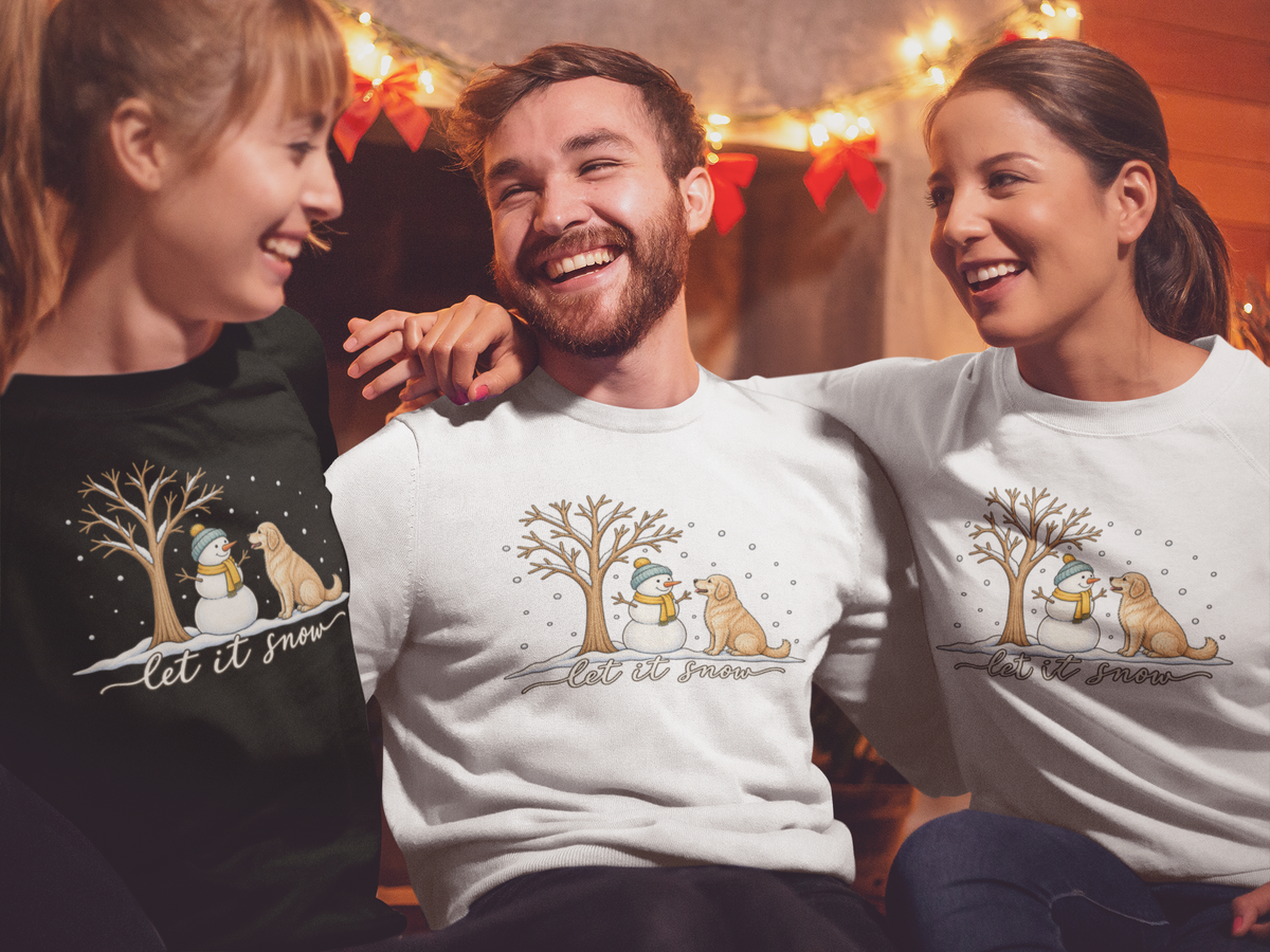 Let It Snow Dog Shirt, Comfort Colors Long Sleeve Tee, Winter Dog Lover Shirt, Snowman Christmas Shirt, Cozy Dog Mom Gift for Her