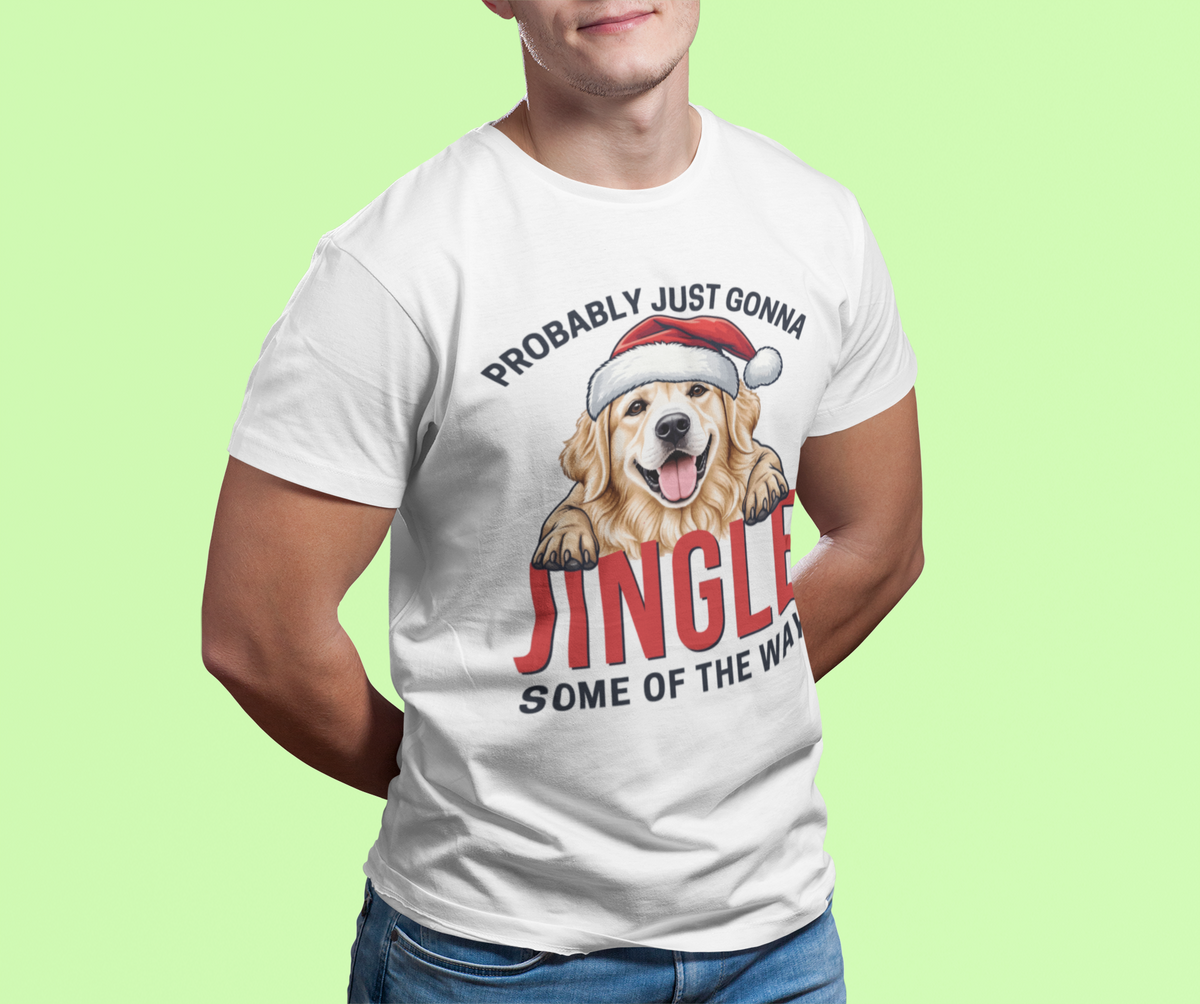 golden retriever tee, jingle retriever tee, funny dog xmas shirt, christmas dog tshirt, retriever xmas shirt, santa hat dog tshirt, retro xmas dog shirt, dog lover xmas shirt, golden retriever mom, humorous xmas tshirt, funny dog lover gift, santa dog lover gift, holiday pet gift t