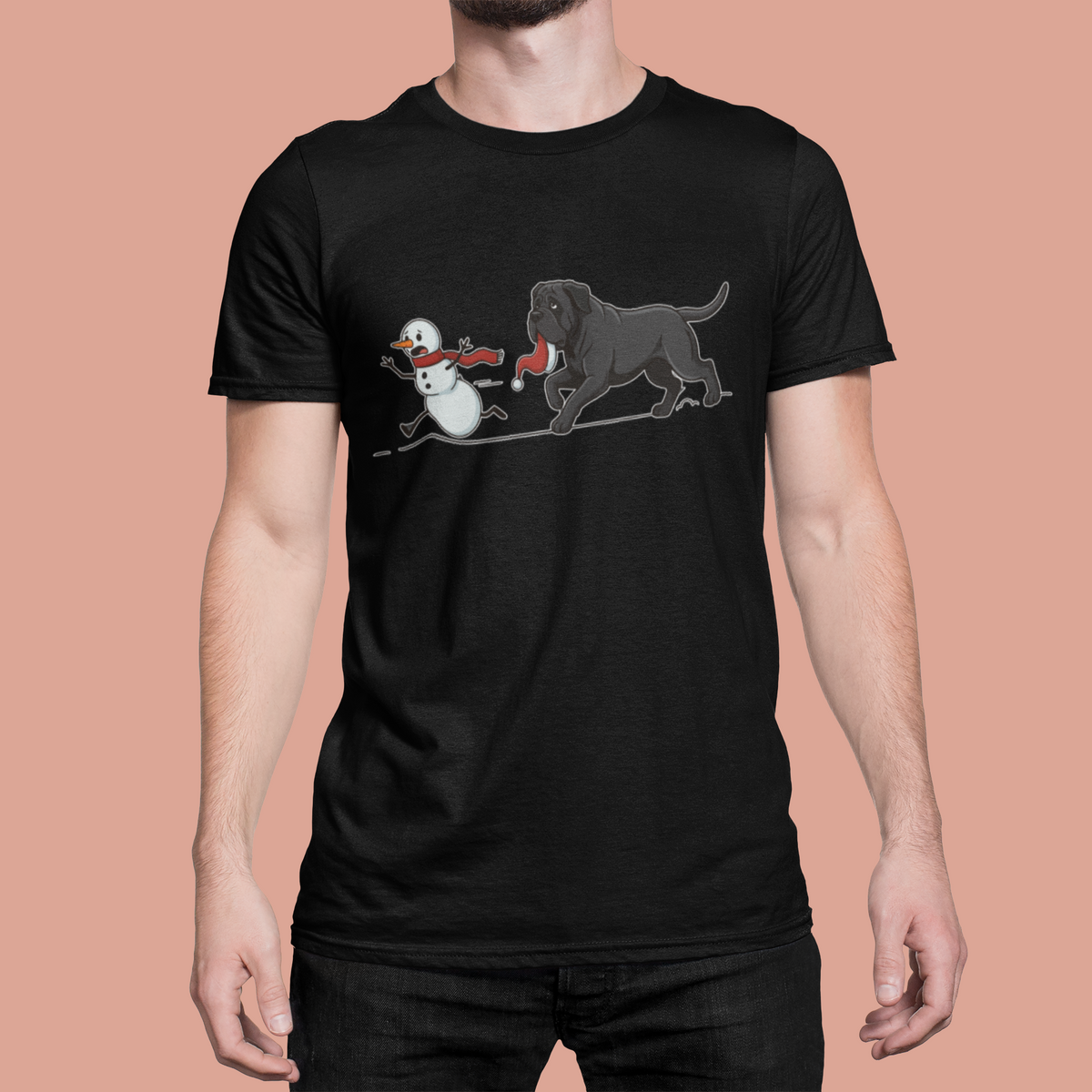 Cane corso shirt, Mastiff xmas shirt, Funny dog shirt, Christmas dog tee, Snowman chase shirt, Big dog lover gift, Dog mom Christmas, Dog dad gift, Winter graphic tee, Merry Christmas tee, Black dog xmas tee, Cute puppy shirt, Holiday pet apparel