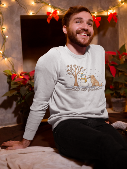 Let It Snow Dog Shirt, Comfort Colors Long Sleeve Tee, Winter Dog Lover Shirt, Snowman Christmas Shirt, Cozy Dog Mom Gift for Her